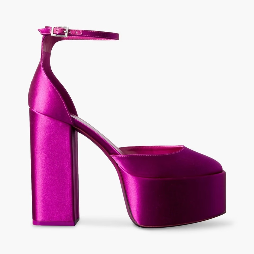 NEW NIB Paris Texas Dalilah Satin Platform Pumps In Fuchsia